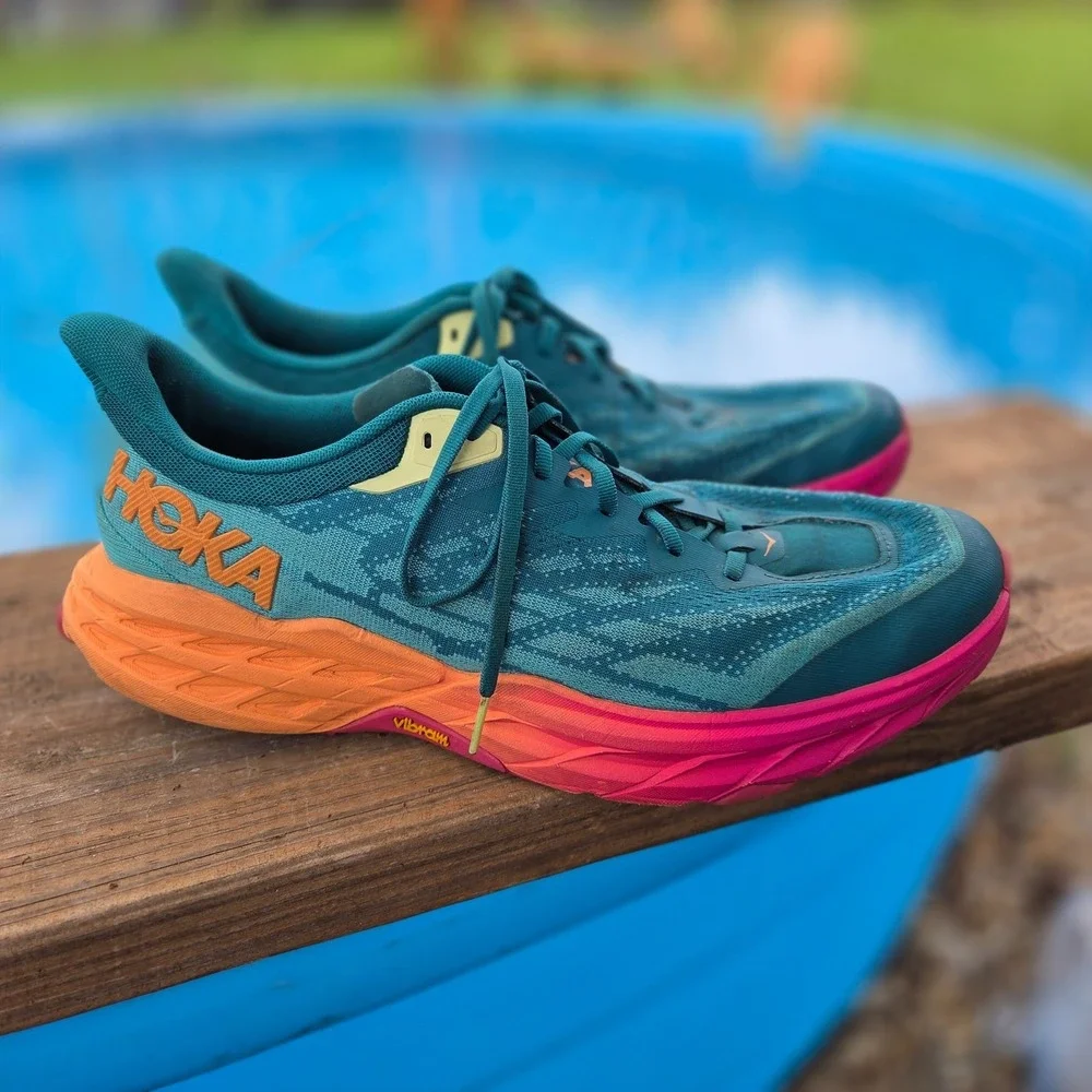 Hoka One One Speedgoat 5 Trail Running Shoes Men's Size 13 D Deep Lake/ceramic